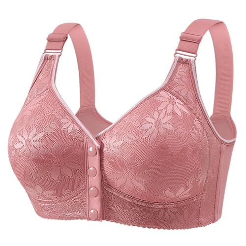 Sujetadores florales con cierre frontal para mujer, suave y cómodo, bralette push up, ropa interior con cuello en V, bralettes diarios para pechos caídos, brasier sin aros, brasier diario, hot pink