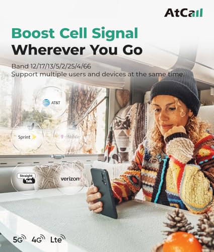 Image of Cell Phone Booster for RV Truck, Support All U.S. Carriers Verizon AT&T T-Mobile 5G 4G LTE, Omni-Directional RV Cell Phone Booster FCC Approved