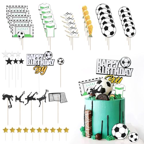 Decoracion Tarta Futbol, Decoraciones para Pasteles Temáticas de Fútbol para Fiestas de Cumpleaños y Eventos Deportivos, Hechas de PVC, para Pasteles, Cupcakes, y Postres