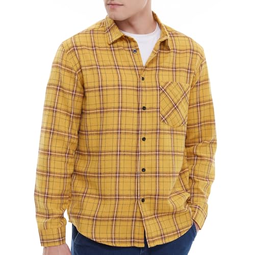 Men's Plaid Flannel Regular Fit Shirts Warm Button Down Long Sleeve Work Casual Shirt2