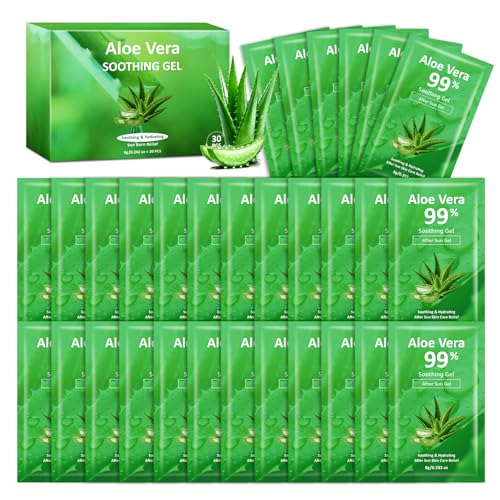 XINGXYUEL 30 Pack Aloe Vera Gel Travel Size 99% Pure Aloe Vera Gel for Face Skin Hair & Sunburn Relief Soothing Hydrating Non-Greasy After Sun Skin Care for All Skin Types