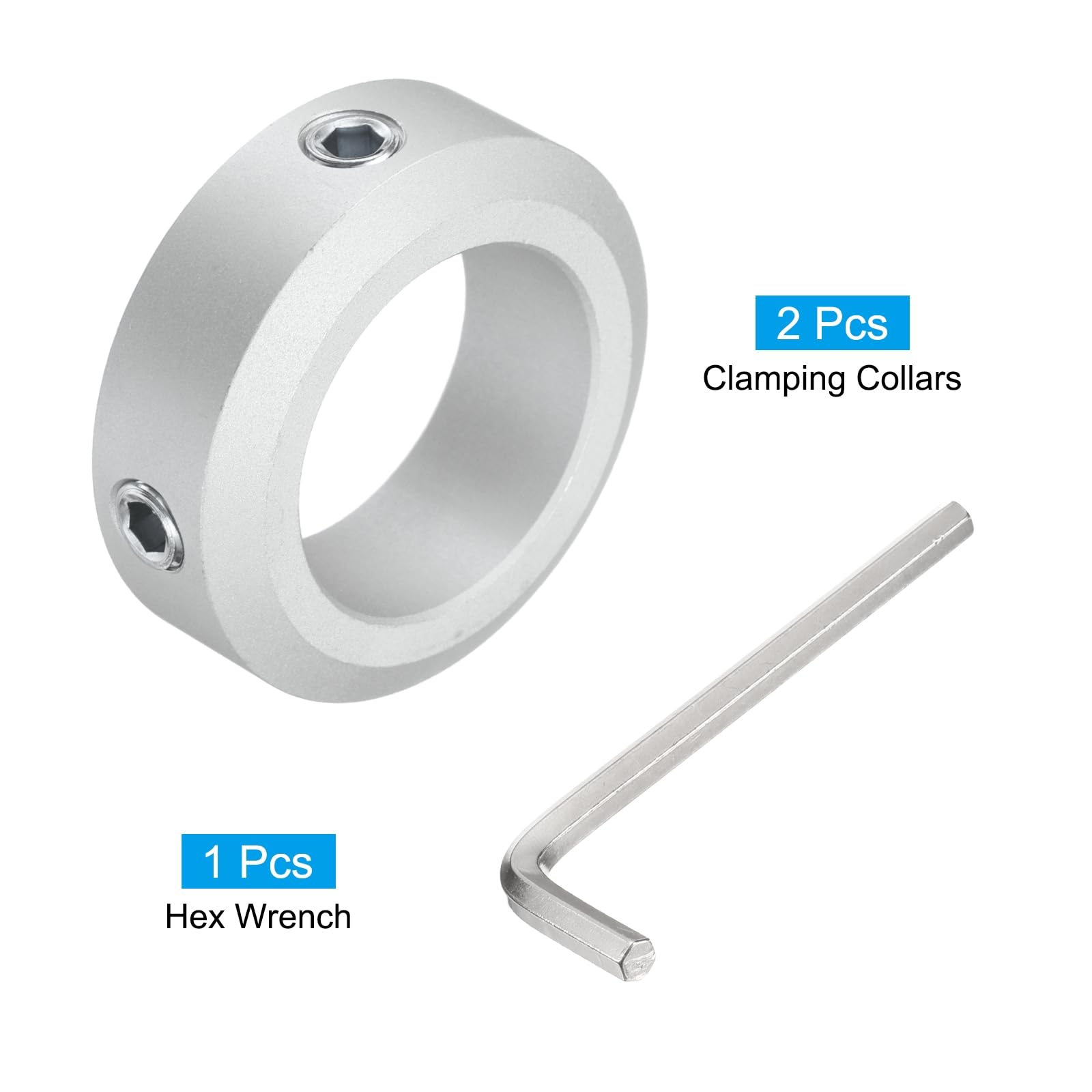 QUARKZMAN Set di Collari Diviso per Albero 30mm, 2pz Collari di Bloccaggio 46mm OD, 15mm Spessore, Collare Bloccaggio Lega Alluminio con Viti Fissaggio M8 e Una Chiave