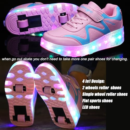Image of AIkuass USB Chargable Led Light Up Roller Shoes Wheeled Skate Sneaker Shoes F.