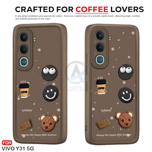 Image of AESTMO Back Case Cover for Vivo Y31 5G Cover | Cute Fun Cartoon 3D Ball | Coffee Silicone Case | Full Body Protection | Camera Protection Back Cover for Vivo Y31 5G (Brown)