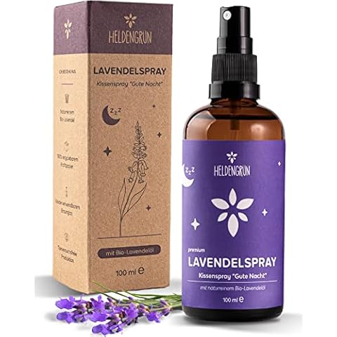 Heldengrün® Lavendelspray Gute Nacht - Lavandula Angustifolia - Beruhigend & wohltuend - Premium Lavendel Spray Cover