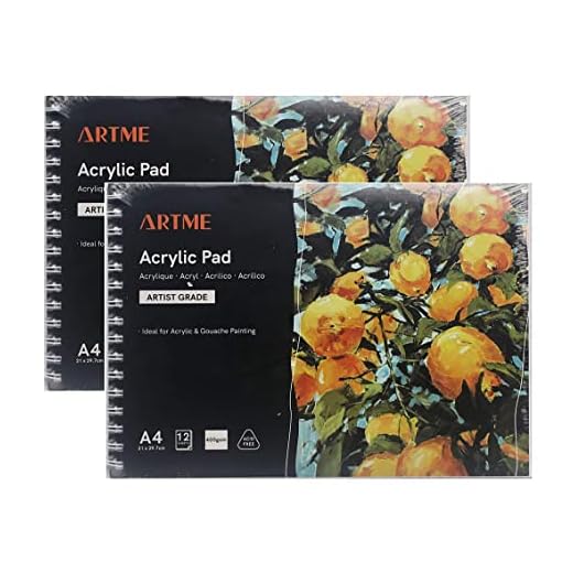 Artme Papel para Acrílica A4 x 12 Hojas 400g Extra Pesado/Prensado En Frío/Sin Ácido Medios Húmedos Y Secos - Bloc de Papel acrilico - Acrílica & Gouache. (2 Piezas)