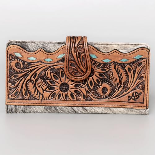 American Darling Women's Wallet Hand Tooled Hair On Genuine Leather Handbag and Ladies Purse2