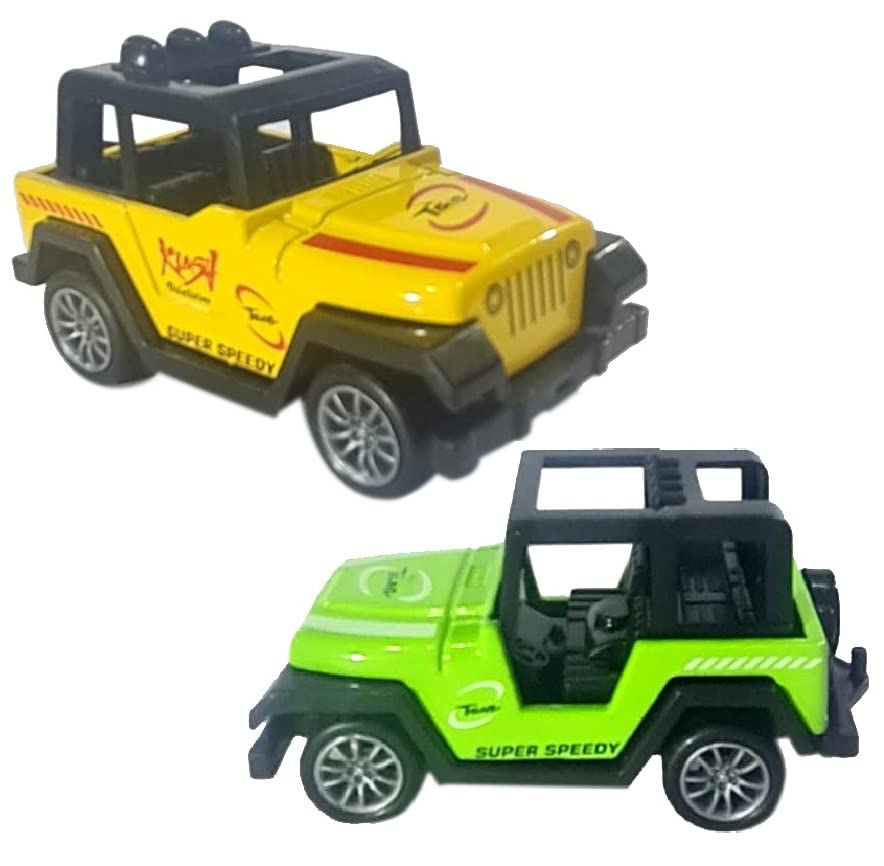 HALO NATION® Pull Back Diecast Jeep Gypsy Off-Rood Jeep Toy Die-cast Metal Jeep, 2peice Yellow Green