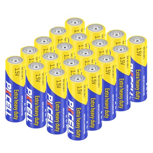 PKCELL AA Pilas de 1,5 V de Alto Rendimiento,cinc Carbono para Juguetes,mandos a Distancia,luminarias,Paquete de 20