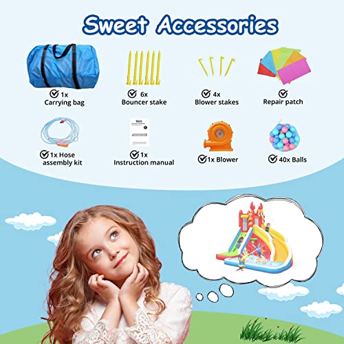 Step4Fun Inflatable Water Slide,Big Bounce House for Kids with Splash Pool,Climbing Wall,Basketball Hoop,Water Gun for Backyard Indoor and Outdoor Party,Included Air Blower,Repair Kit,Carrying Bag - image 6
