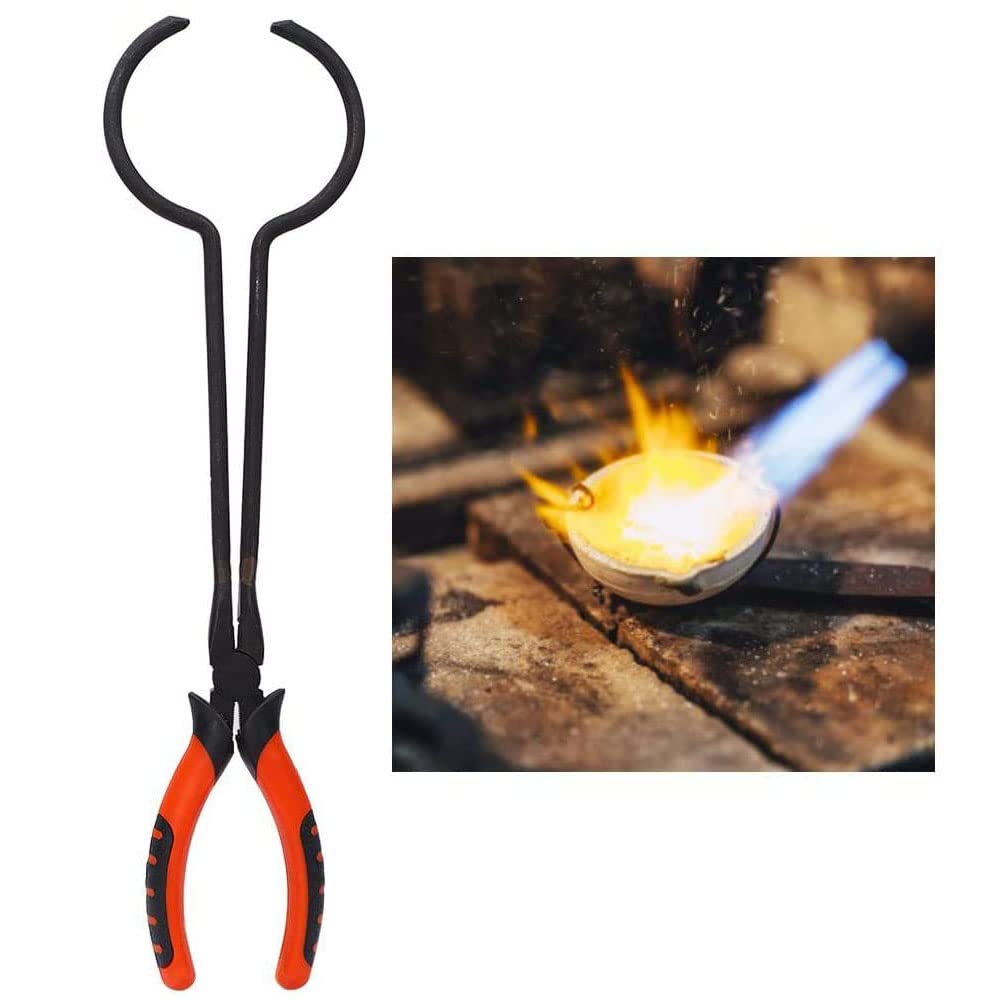 Salmue Crucible Tong Gold Melting Furnace Holder Clamp, 13" Steel Crucible Tong Gold Melting Furnace Holder Clamp, Crucible Tongs for Casting Precious Metals Jewelry Making Tool - Image 3