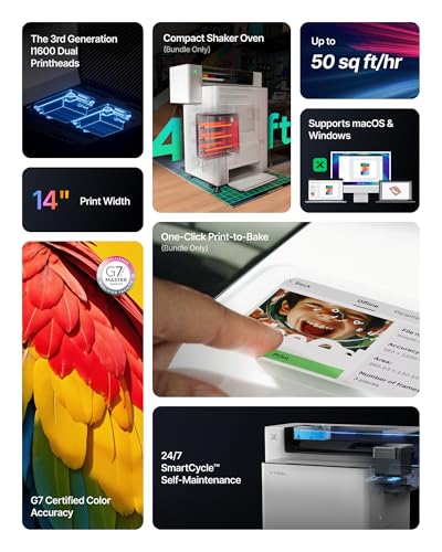 Image of xTool Apparel Printer, 14'' A3 DTF Printer T-Shirt Printing, High-Speed Transfer Machine with Dual I1600 Printheads, Multi-Fabric Compatible DTF Machine, 24 /7 Auto-Maintenance