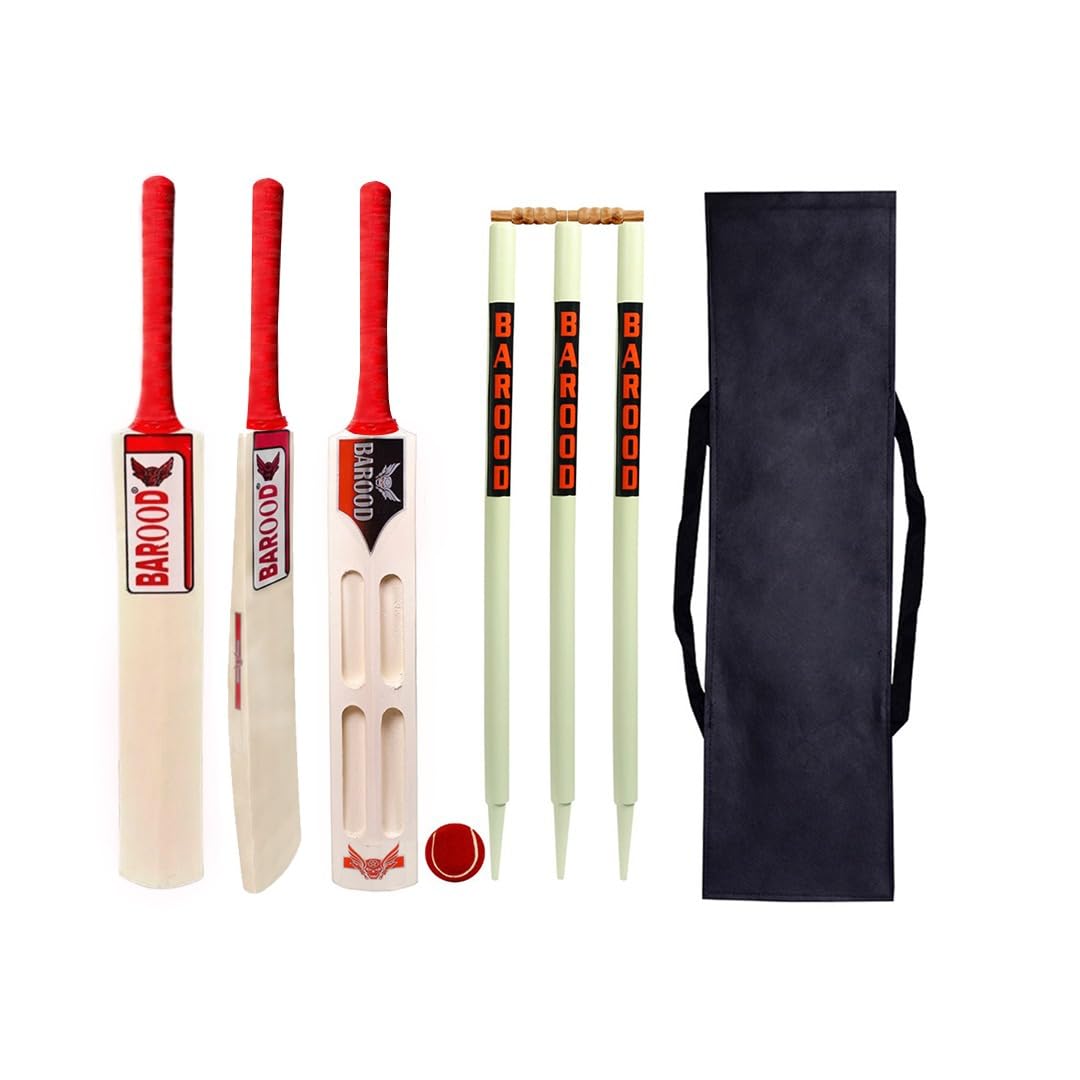 Cricket Kit Set for Kids with Wooden Full Kit Bat, 3 Stumps Ball and Carry Bag Lightweight Cricket Set for Boys and Girls Age 11-14 Years Outdoor Sports Practice Training-image-28