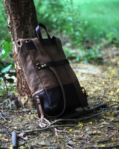 Trip Machine Company Leather Motorcycle Backpack Pannier, Dark Brown - Image 6