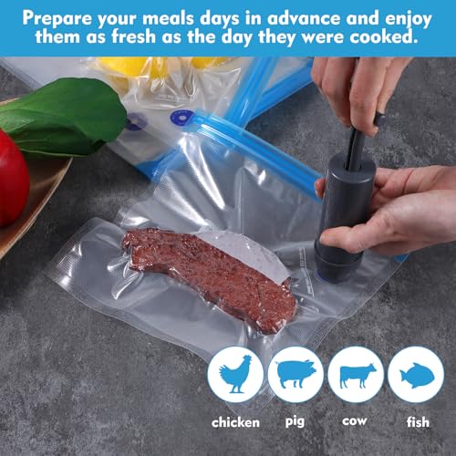 Lemecima 60 Pack Sous Vide Bags Vacuum Sealer Bag For Food, 4 Sizes Reusable Food Bags Vacuum Zipper Storage Bags With Air Valve Double Layers Food Storage thumb #2