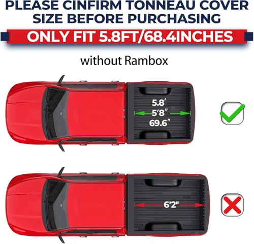 Image of MOSTPLUS 5.7 FT Roll-Up Soft Vinyl Truck Bed Tonneau Cover Compatible for 2019-2026 Dodge Ram 1500 New Body Style 5.7ft / 68 inches Without Rambox