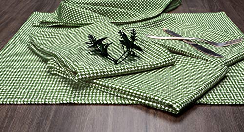 Native Fab Houndstooth Vintage Cloth Dinner Napkins Set of 12 Cotton 18x18 Soft Absorbent Restaurant Hotel Quality - Everyday Easy Care Washable Wedding Dinner Napkins Bulk - Lemon Green