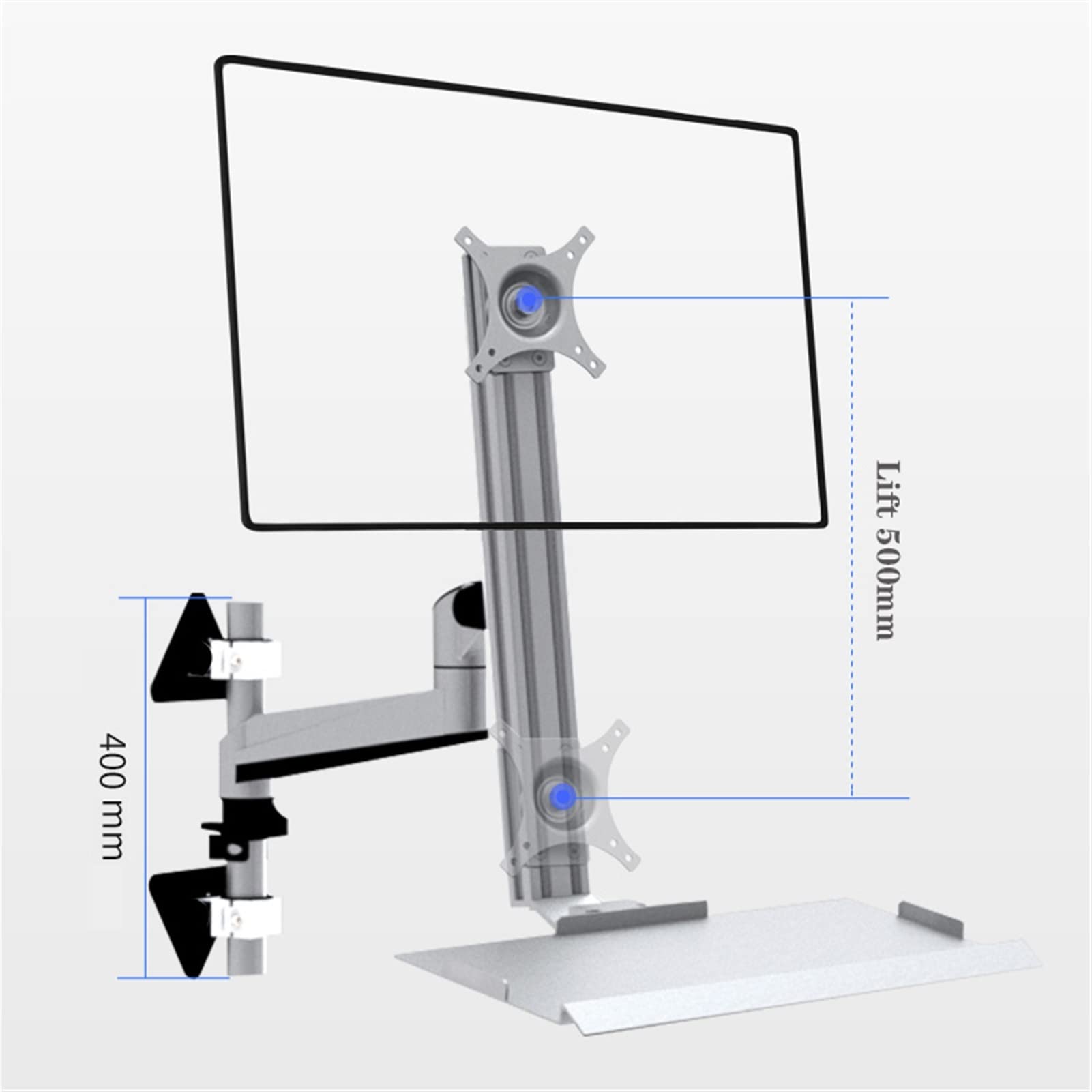 Supporto Per Monitor Da Parete Per Impieghi Gravosi, Supporto Per Monitor Per Apparecchiature Industriali Con Vassoio Per Tastiera Pieghevole, Postazione Di Lavoro Regolabile In Altezza E Profondità,