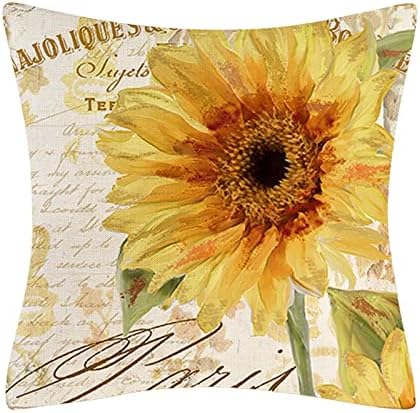 TUNKENCE Summer Pillow Covers Throw Pillow Covers Sunflower Yellow On Black Sun Flowers Decor Pillowcases Square Hidden Zipper Home Cushion Decorative Pillowcase for Sofa Couch Bed Decor, 18X18