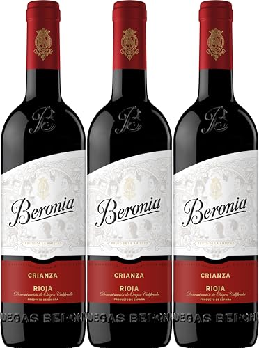 Beronia Crianza - Vino Tinto D.O.Ca. Rioja - 3 botellas de 750 ml - Total: 2250 ml, el embalaje puede variar