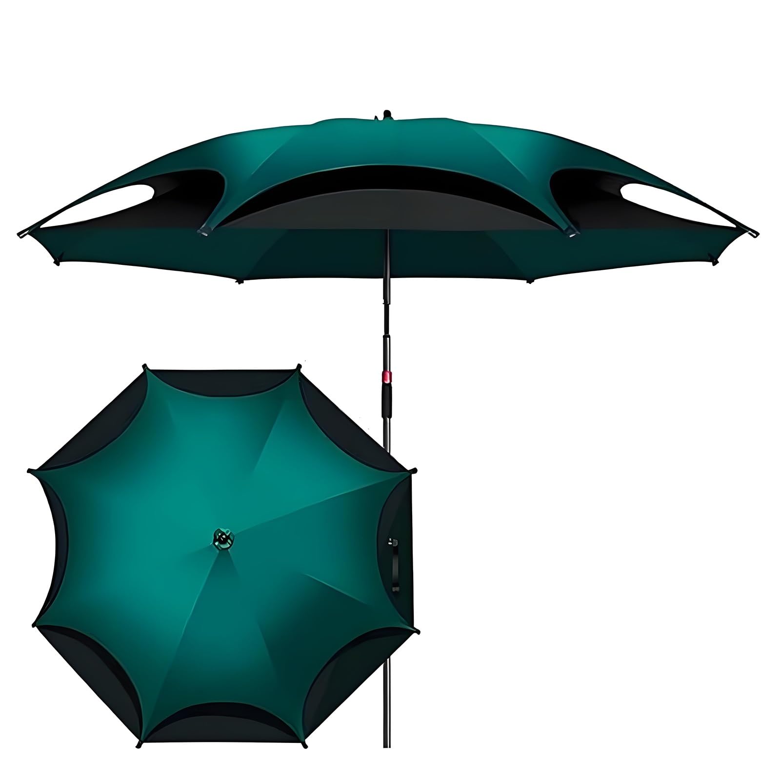 Parasol Wędkarski z Filtrem Przeciwsłonecznym 360° Tilt, Wiatroszczelny Parasol Tarasowy z 16 Żebrami