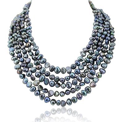16-22 inch 7-8mm 5 Row Baroque Freshwater Cultured Pearl Necklace