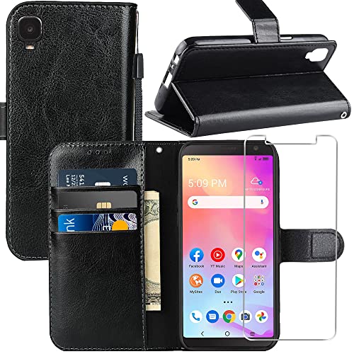 Alcatel TCL A3 (A509DL) Case, Alcatel TCL A3 Wallet Case, with Screen Protector,PU Leather Wrist Strap Card Slots Soft TPU Shockproof Protective Flip Cover Phone Case for Alcatel TCL A3 5.5