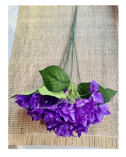 Image of SPHINX Artificial Bougainvillea 5 Heads Bunch Without Vase for Home Decor,Centerpieces, Christmas Decorations, Welcome Reception, Dinner Table decor Approx Height 50 cms- (Purple, 2 Pieces)