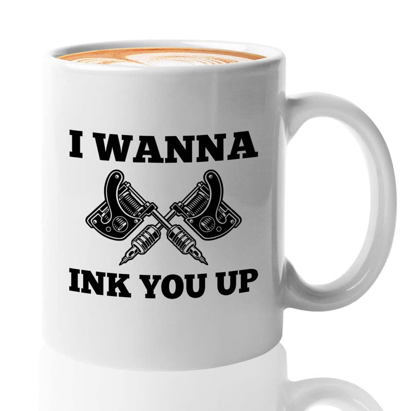 Bubble Hugs Tattoo Artist Coffee Mug 11oz White - I wanna Ink You Up - Tattooist Gift Tattooing Tattoo Shop Decor Tattooer Inker Studio Designer Tattoo Fund