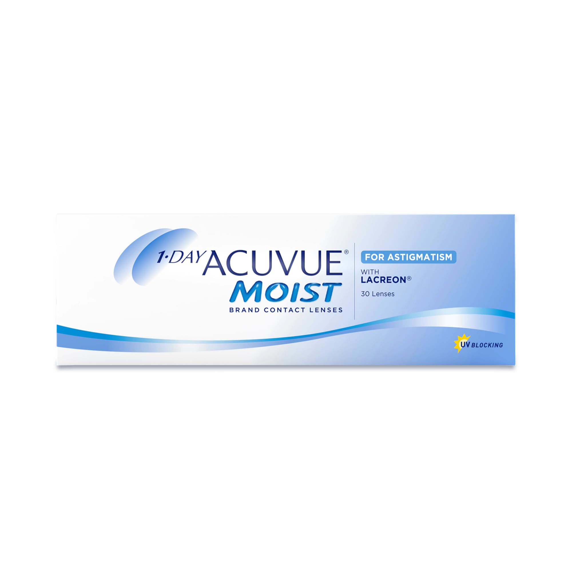 ACUVUE MOIST 1-DAY for Astigmatism Tageslinsen – Tageskontaktlinsen mit -2.75 dpt, Cyl -1.25, Ach 20 & BC 8.5 – UV Schutz, feuchtigkeitsspendend & angenehmes Tragegefühl – 30 Linsen