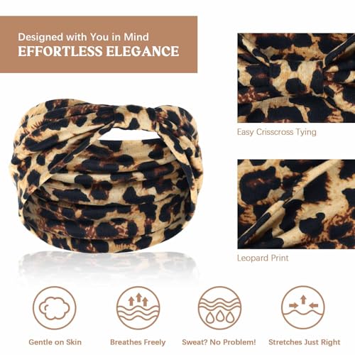 Image of Wide Headbands for Women Knotted No Slip Head Bands Soft Turban Headband Hair Accessories Boho African Solid Color Head Wraps for Women Yoga Workout Pack of 6