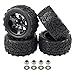 Rowiz 4 Pack 12mm Hex RC Wheels and Tires for 1/10 Monster Truck Tyre (with Nuts and Washers), RC Car Parts
