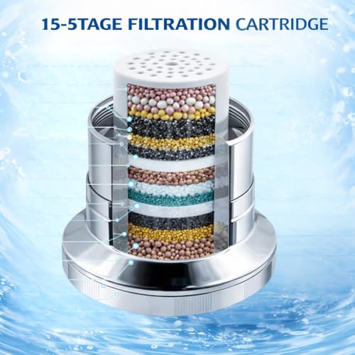 Image of IONIX Strong Filtration Shower Head Filter, Chrome Shower Water Filters for Hard Water, Anti Chlorine Bath, Shower Head with 15 Stage Cartridge, Removes Bad Smell & Impurities