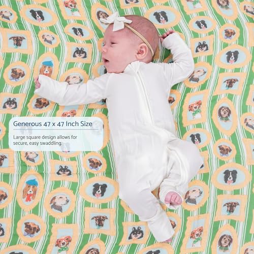Image of LollyBanks Baby Swaddle Blanket for Boys and Girls, 100% Cotton Muslin Blankets, Soft and Lightweight 47 x 47 Inches Swaddles for Newborns, Gentle Baby Blankets, Registry (Gallery Puppies Print)
