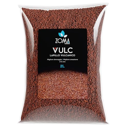ZOMA VULC Lapillo vulcanico per piante 3/5 mm, migliora drenaggio e composizione del substrato, Ideale per bonsai, piante Grasse e giardino - Made in Italy - 2L