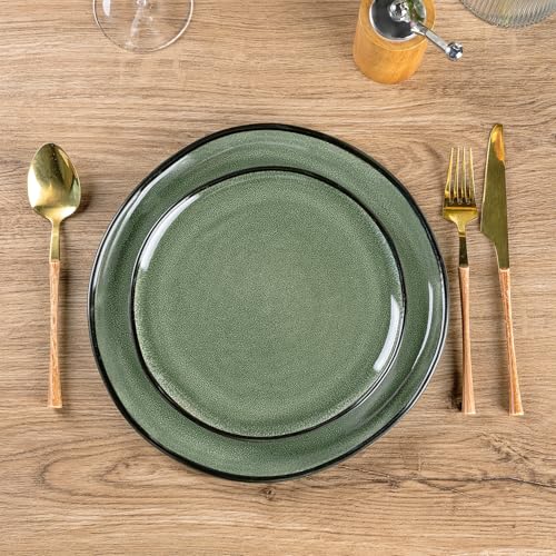 Image of AmorArc Ceramic Dinnerware Sets for 4, 12Pcs Plates and Bowls Sets Dishes | Stoneware Handmade Reactive Glaze Dinner Set, Highly Scratch Resistant | Dishwasher & Microwave Safe Dishware