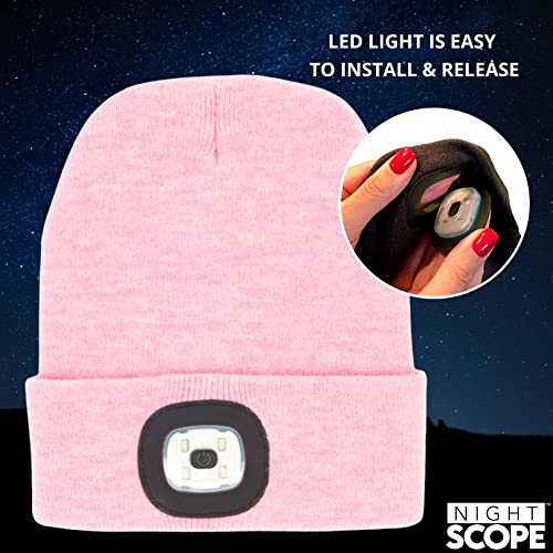 Image of Classic Rechargeable LED Warm Knit Beanie Head Light Hat Headlamp for Outdoor Activities