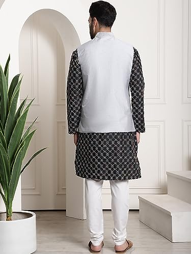 Image of SOJANYA (Since 1958 Men's Silk Blend Kurta and Pyjama with Nehru Jacket