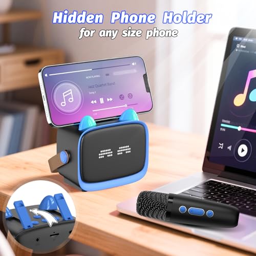 Image of Mini Karaoke Machine Toys Gifts,Kids Portable MP3 Player with 2 Wireless Microphone and LED,Christmas Birthday Gifts for Girls Boys 3 4 5 6 7 8+ Year Old (Blue)