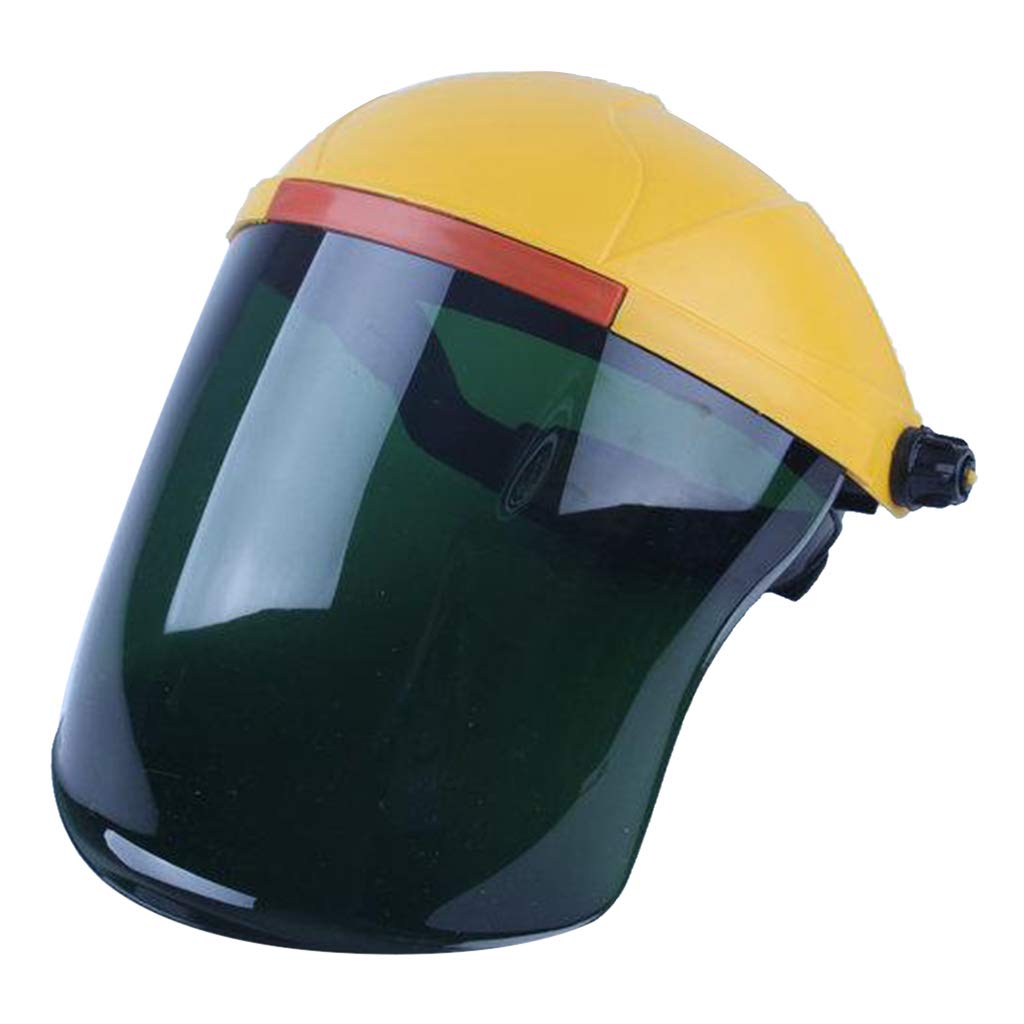Professional Headwear Welding Grinding Face Shield Guard Splash-Proof Metal Casting Mechanical Industry Universal (Yellow+Green)