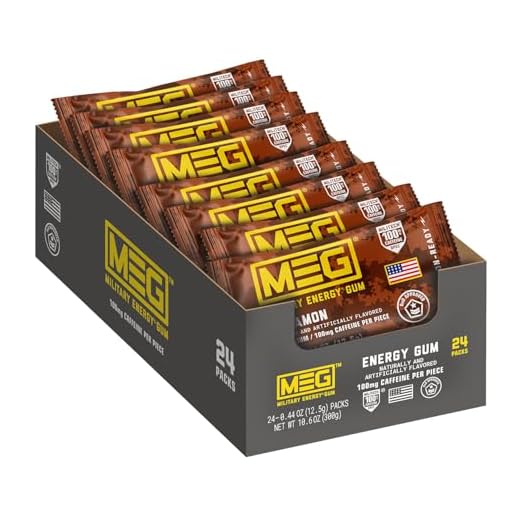 MEG (Military Energy Gum) - Cinnamon | Enhance Your Physical Performance with 100mg of Caffeine Per Piece, Ultimate Energy Boost for Workouts, Alternative to Energy Drinks | Pack of 24