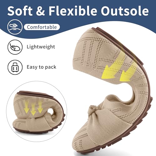 Ablanczoom Ballet Flats Shoes for Women: Dressy Round Toe Bow Knit Flats Comfortable Slip On Dress Shoes for Work Business Wedding4
