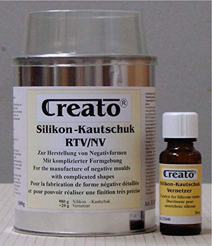 Creato z1002 Silicona Caucho NV RTV 1 kg Incluye reticulante, Color Blanco, 10 x 10 x 15,5 cm