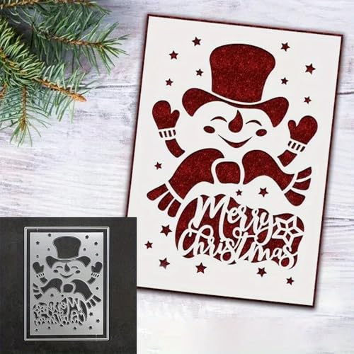 Lapoo Christmas Metal Cutting Die for Scrapbooking 3D Backgrounds Frame Cutting Dies DIY Album Card Making Decor Paper Metal Die Cuts Decorations (Snowman Backgrounds 6 x 4.4 in)