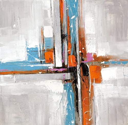 Impression d'art abstrait moderne sur toile lot de 2 tableaux carrés 60x60cm sans cadre - 2