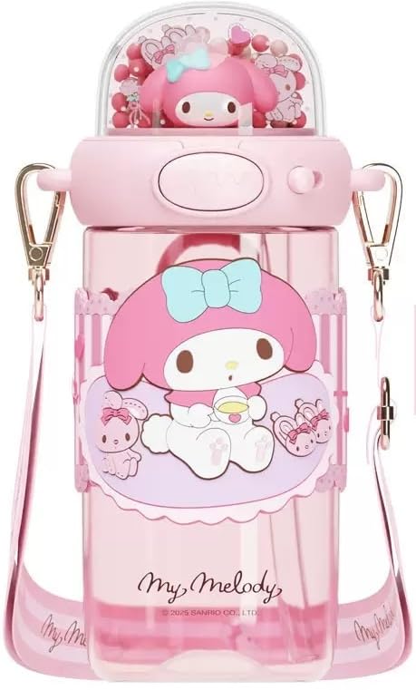 Amazon.com: My Melody Water Bottle with Straw and Strap 650ml