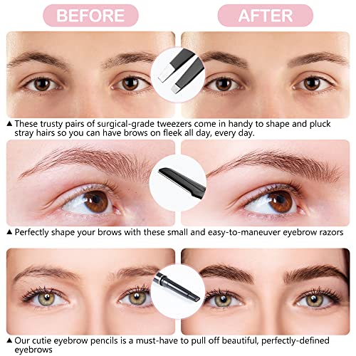 Exquisite Eyebrow Kit - 8 in 1 - Eyebrow Tweezer Kit 4 PCs - Eyebrow Shaping Kit - Multipurpose Eyebrow Grooming kit - Eyebrow Razor, Eyebrow Brush and Comb, Pencil, Eyebrow Scissors in Padded Case - Image 4