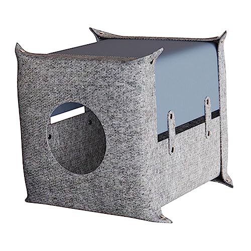 Fenteer Cama dobrável para gatos em feltro para gatos, confortável, cesta de casa, mobília para casa