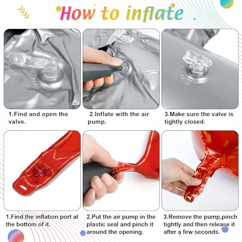 Amandir 90s 80s Theme Party Decorations, 90Pcs Balloon Arch Kit 6PCS Inflatable Retro Disco Ball Microphone Rainbow Roller Skate Boom Box Guitar Balloon for Back to 90s 80s Hip Hop Birthday Supplies - Image 5