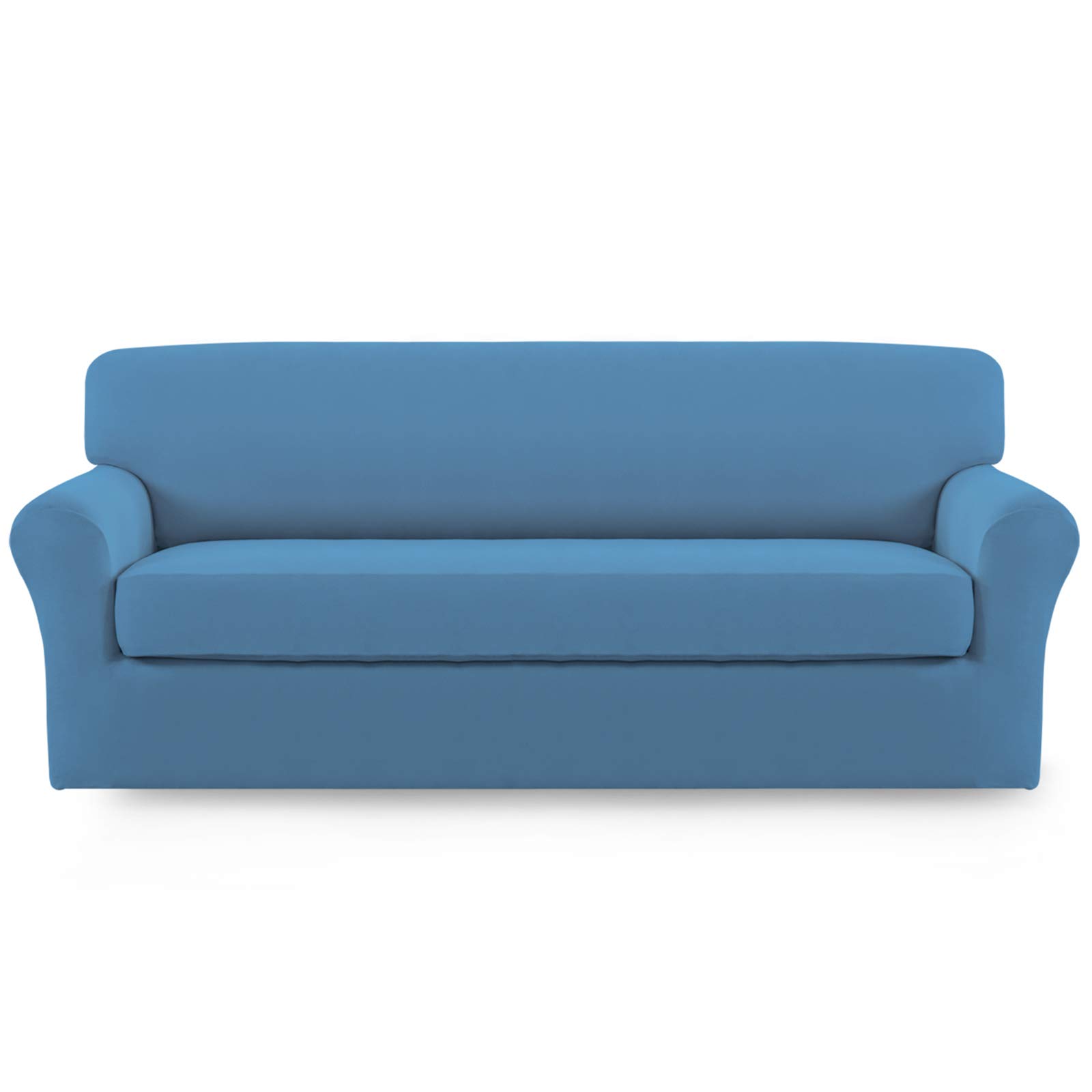 Easy-Going 2 Pieces Microfiber Stretch Sofa Slipcover – Spandex Soft Fitted Sofa Couch Cover, Washable Furniture Protector with Elastic Bottom Kids,